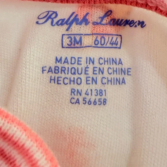 Ralph Lauren Polo Bear Footed Onesie 3M Girls Pink Ralph Lauren Christmas - Picture 8 of 10